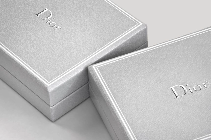 grey gift boxes from Christian Dior