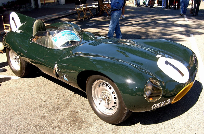 This specific car, chassis number XKC404, was the first D-Type to win a race, taking first place in the 1954 Reims 12 Hours in British Racing Green colors