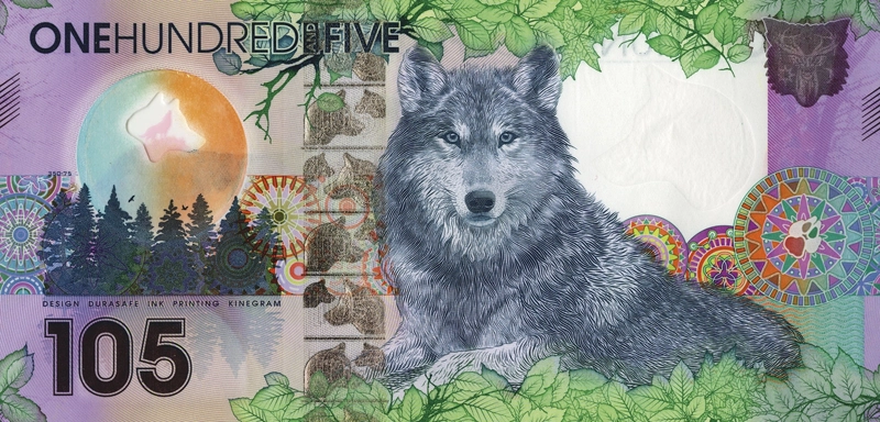 banknote of  Lupo specimen banknote was created in 2015 by an international collaborative project including five leading companies (Jura, Landqart, KURZ, Gleitsmann Security Inks and Komori