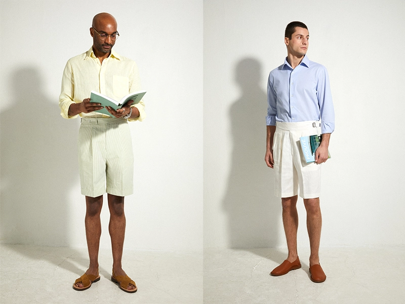 Retouched studio photos of the fashionable French brand Scaviny for the website for Paris Fashion Week. Fashionable retouched photos of a man in a linen coat and shirt.