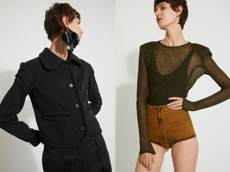 Retouched studio photos of the French fashion brand Veronique Leroy for their Paris Fashion Week catalogs. Portrait of a woman in a studio setting.